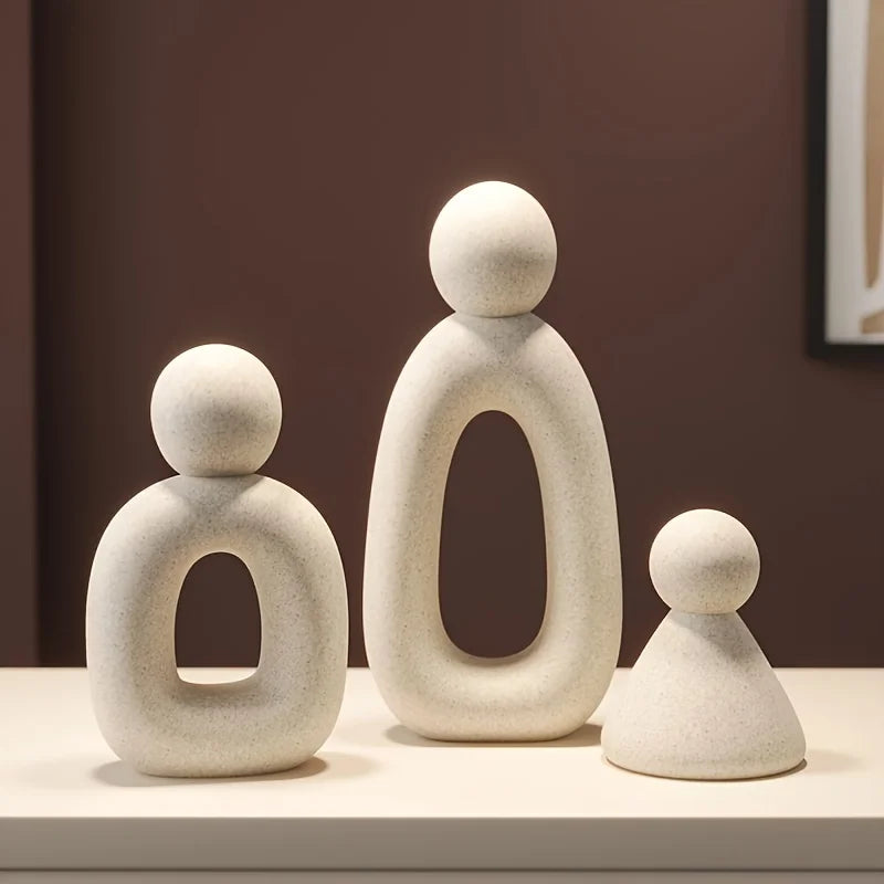 Modern Minimalist Resin Abstract Family of Three Sculpture Office Living Room TV Cabinet Decor Housewarming Gift