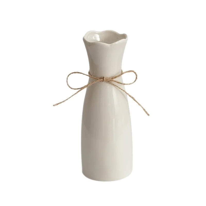 Minimalist White Ceramic Vase, Nordic Creative Home Decoration, Suitable for Living Room, Dining Table & Office