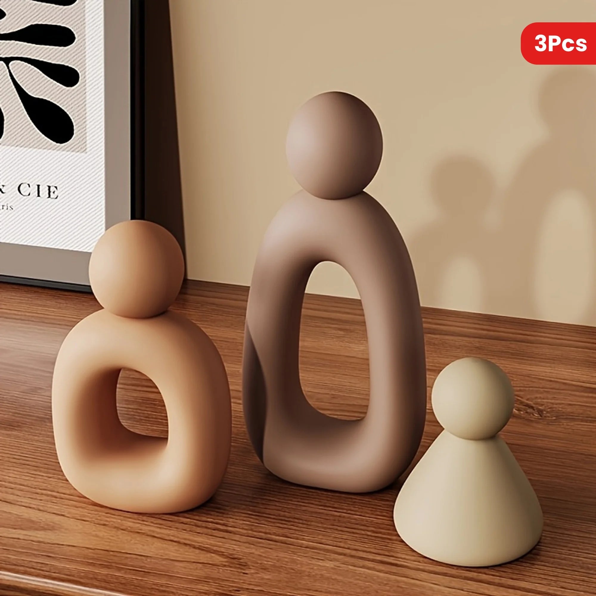 Modern Minimalist Resin Abstract Family of Three Sculpture Office Living Room TV Cabinet Decor Housewarming Gift