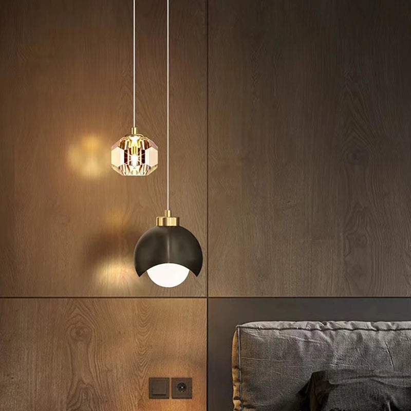 Nordic Minimalist Long Line Living Room Home Decor Modern Simple Crystal Pendant Light Luxury Bedroom Bedside Hanging Lamp