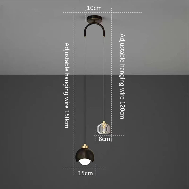 Nordic Minimalist Long Line Living Room Home Decor Modern Simple Crystal Pendant Light Luxury Bedroom Bedside Hanging Lamp
