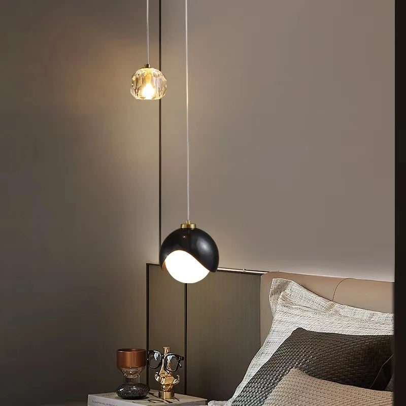 Nordic Minimalist Long Line Living Room Home Decor Modern Simple Crystal Pendant Light Luxury Bedroom Bedside Hanging Lamp