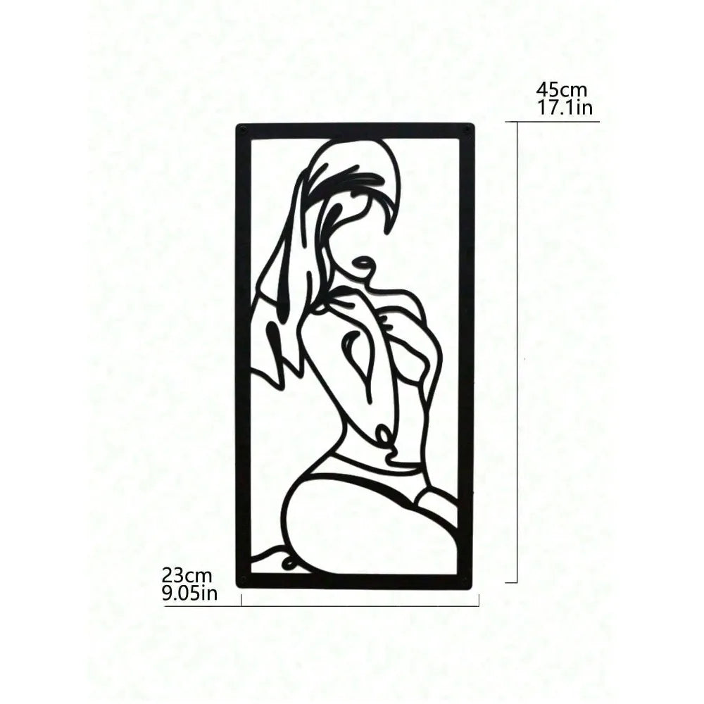 Minimalist Woman Line Art Metal Wall Decor, Modern Female Bathroom Home Gift