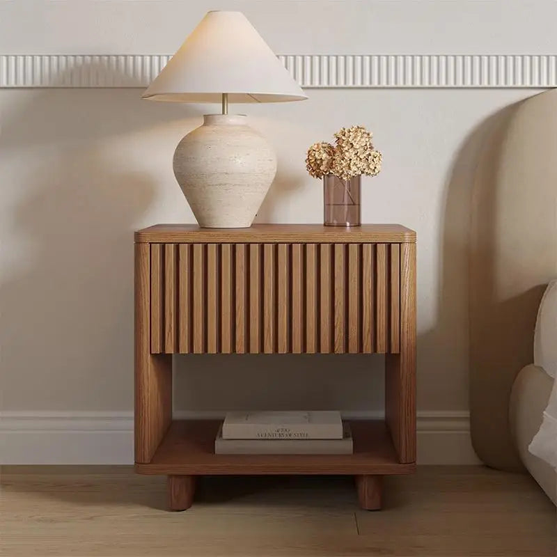 Minimalist Modern Nightstand Wood Simple Aesthetic Trendy Bedside Table Luxury Storage Mesita De Noche Bedroom Furniture