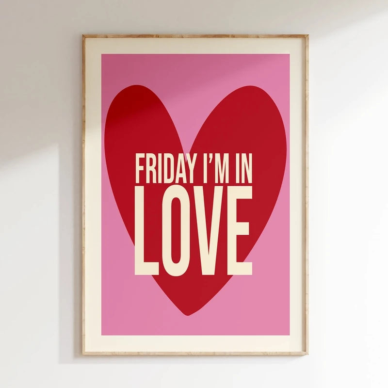 Minimalism Decor Music Posters Pink Colors Love Lyrics Wall Art Canvas Painting Inspired Living Room Home Decor No Frame