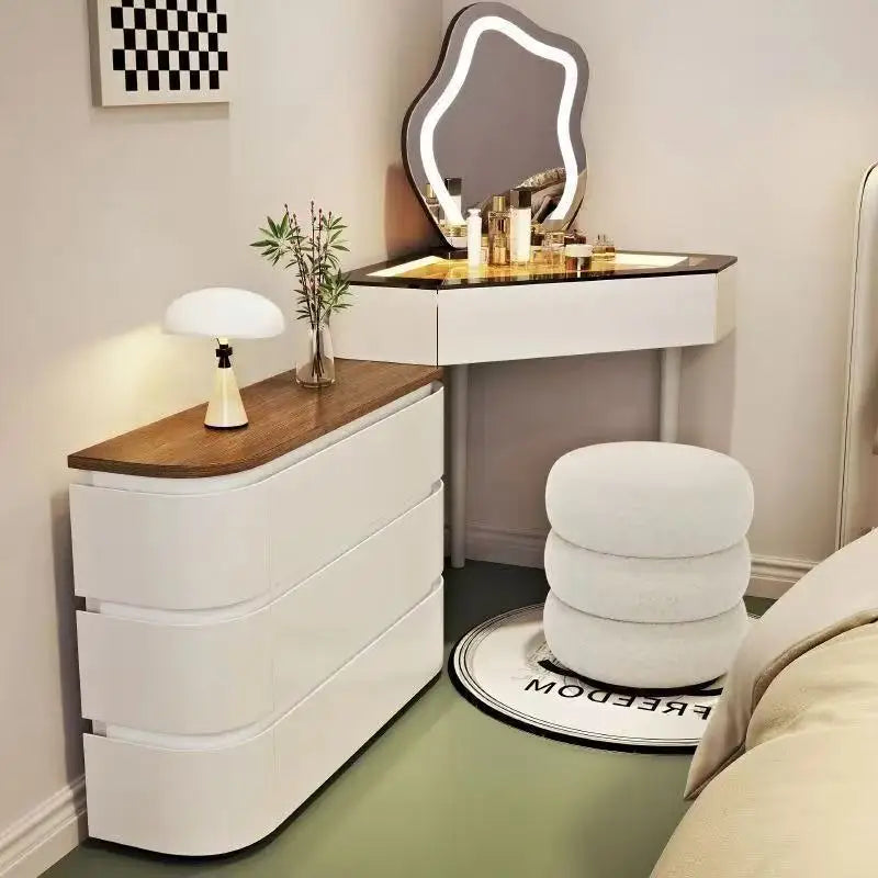 Small Apartment Dresser Bedroom Modern Simple Storage Chest Integrated Minimalist Cream Style Solid Wood Makeup Table
