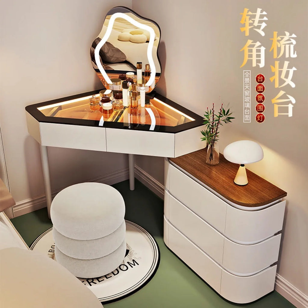 Small Apartment Dresser Bedroom Modern Simple Storage Chest Integrated Minimalist Cream Style Solid Wood Makeup Table