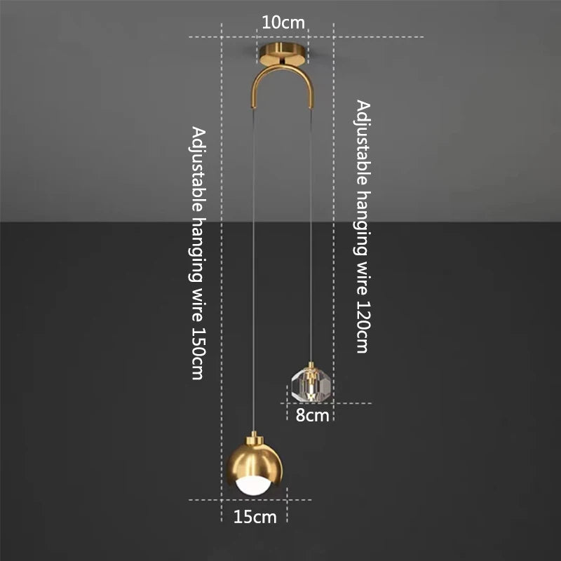 Nordic Minimalist Long Line Living Room Home Decor Modern Simple Crystal Pendant Light Luxury Bedroom Bedside Hanging Lamp