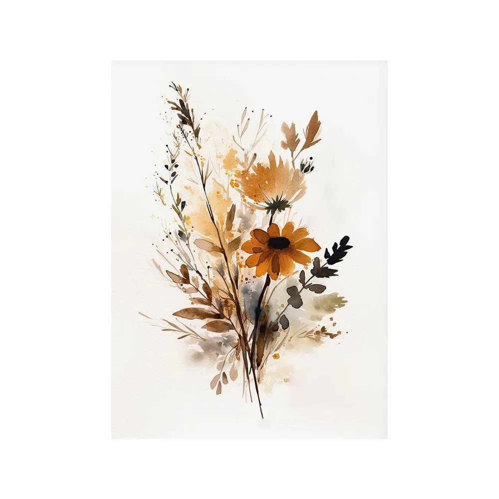 Scandinavian Minimalist Aesthetic Wall Art Neutral Watercolor Wildflowers Plants HD Poster Prints Home Bedroom Living Room De