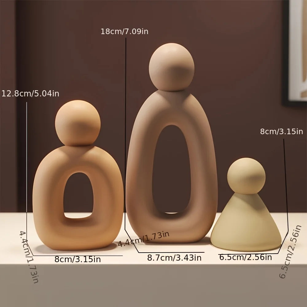 Modern Minimalist Resin Abstract Family of Three Sculpture Office Living Room TV Cabinet Decor Housewarming Gift