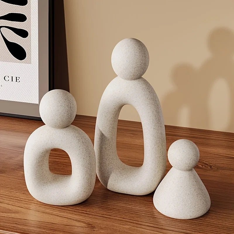 Modern Minimalist Resin Abstract Family of Three Sculpture Office Living Room TV Cabinet Decor Housewarming Gift