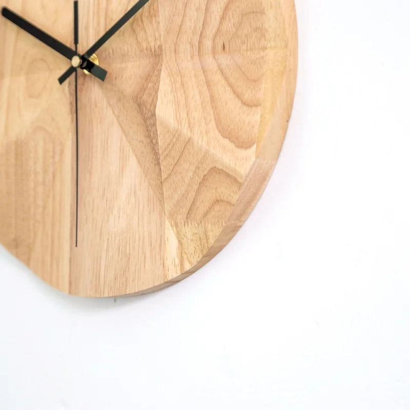 Minimalist wooden wall clock; round clock; living room and bedroom décor; silent; premium solid wood finish