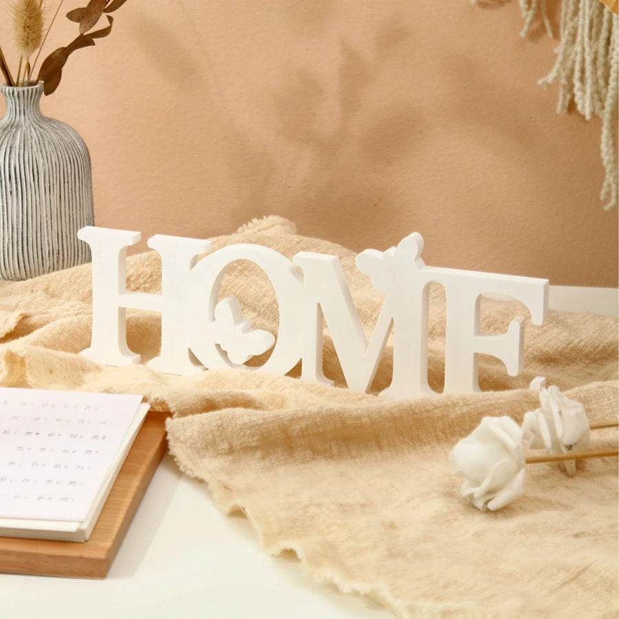 Modern Minimalist Style White Butterfly Letter Home Desktop Decoration for Bedroom, Living Room, Entryway, and Coffee Table