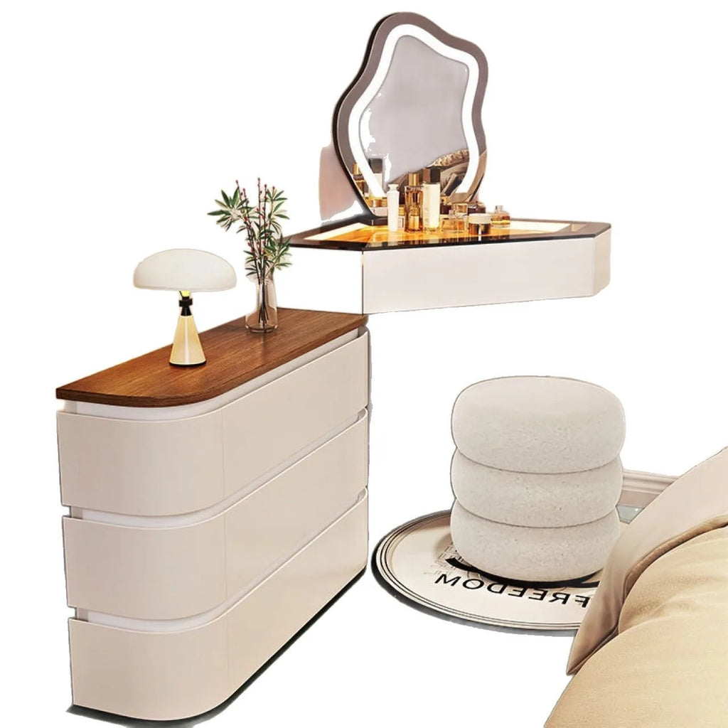 Small Apartment Dresser Bedroom Modern Simple Storage Chest Integrated Minimalist Cream Style Solid Wood Makeup Table