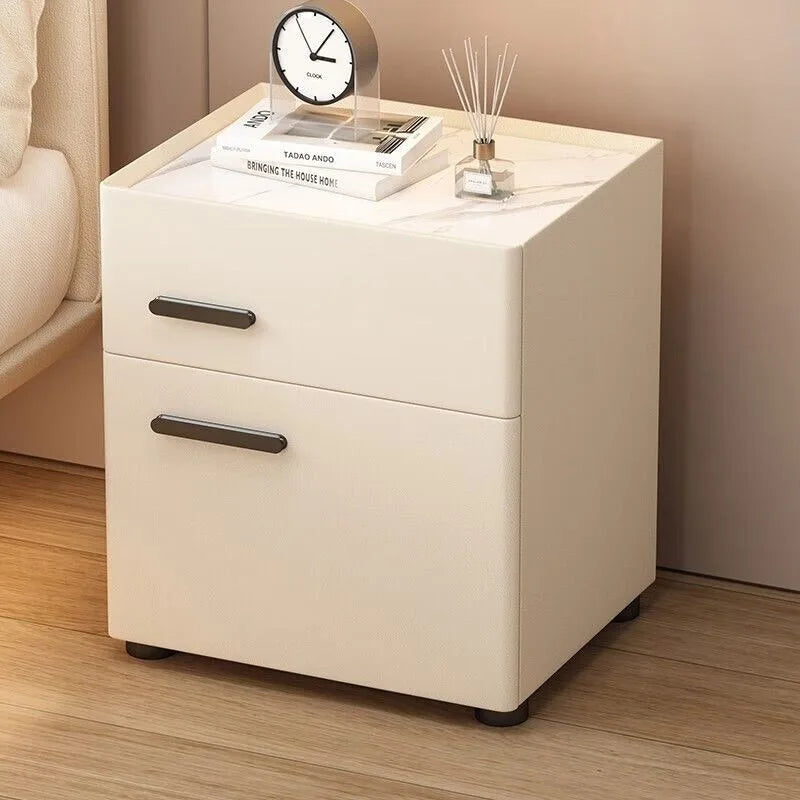 Minimalist Decor Bedside Table Luxury Chic Modern Wooden Chest Storage Charging Side Bed Table Station Interior Room Decoration