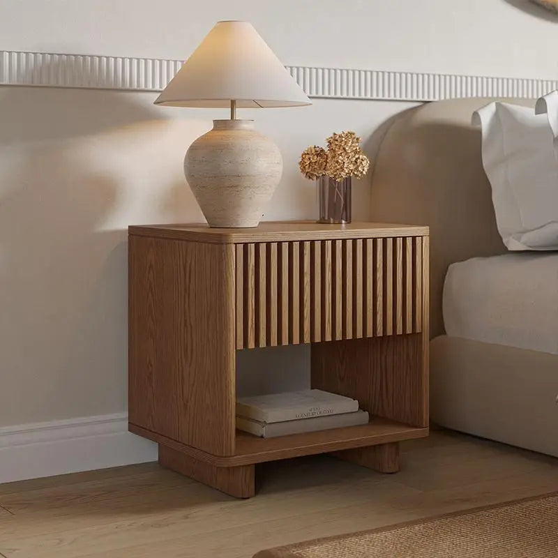 Minimalist Modern Nightstand Wood Simple Aesthetic Trendy Bedside Table Luxury Storage Mesita De Noche Bedroom Furniture