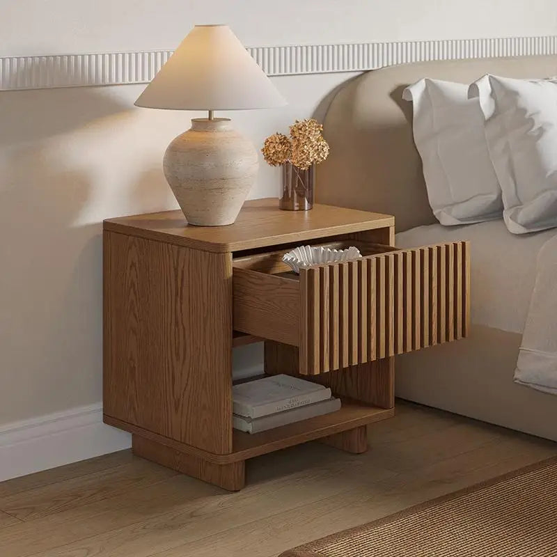 Minimalist Modern Nightstand Wood Simple Aesthetic Trendy Bedside Table Luxury Storage Mesita De Noche Bedroom Furniture