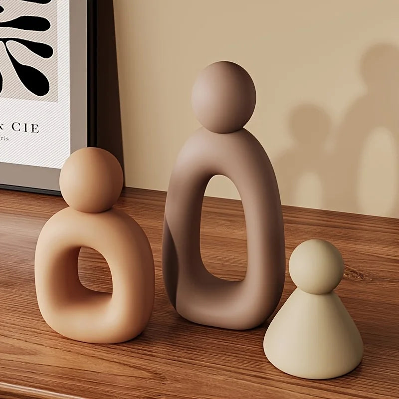 Modern Minimalist Resin Abstract Family of Three Sculpture Office Living Room TV Cabinet Decor Housewarming Gift