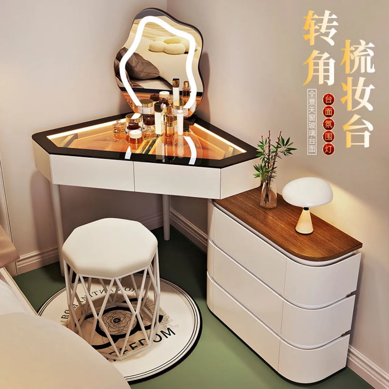 Small Apartment Dresser Bedroom Modern Simple Storage Chest Integrated Minimalist Cream Style Solid Wood Makeup Table