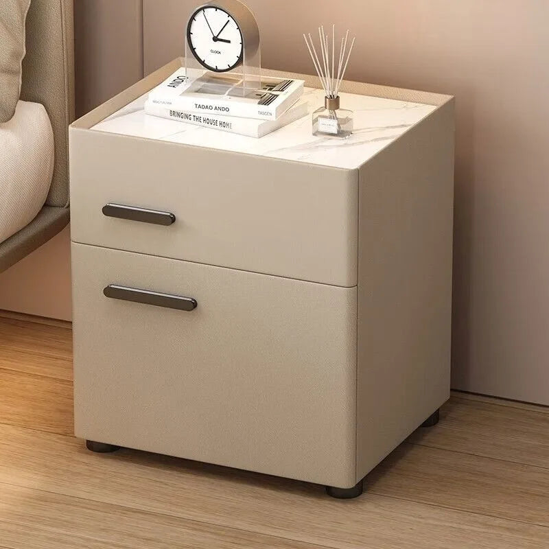 Minimalist Decor Bedside Table Luxury Chic Modern Wooden Chest Storage Charging Side Bed Table Station Interior Room Decoration