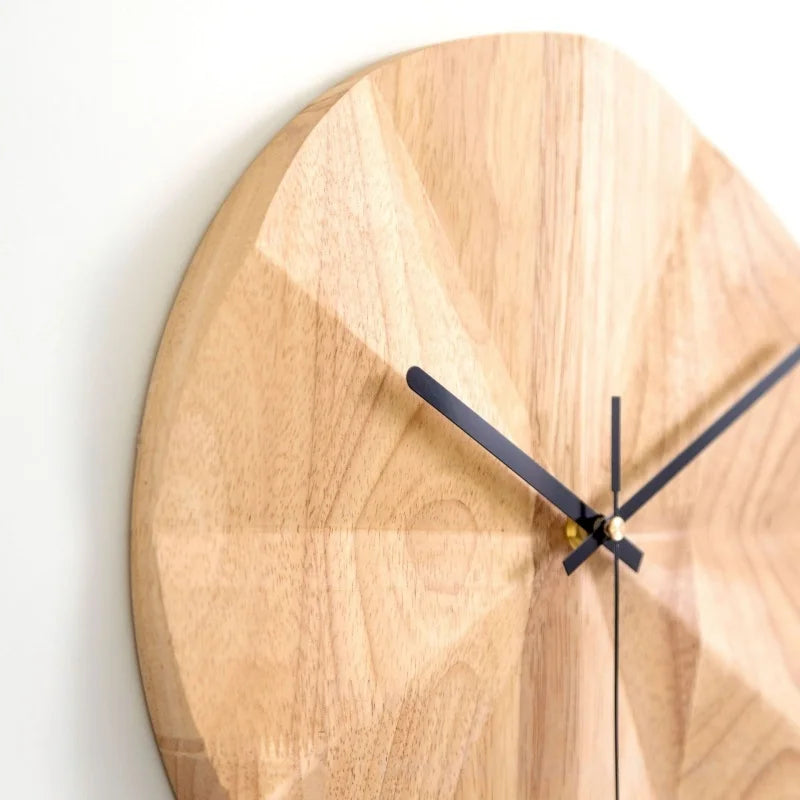 Minimalist wooden wall clock; round clock; living room and bedroom décor; silent; premium solid wood finish